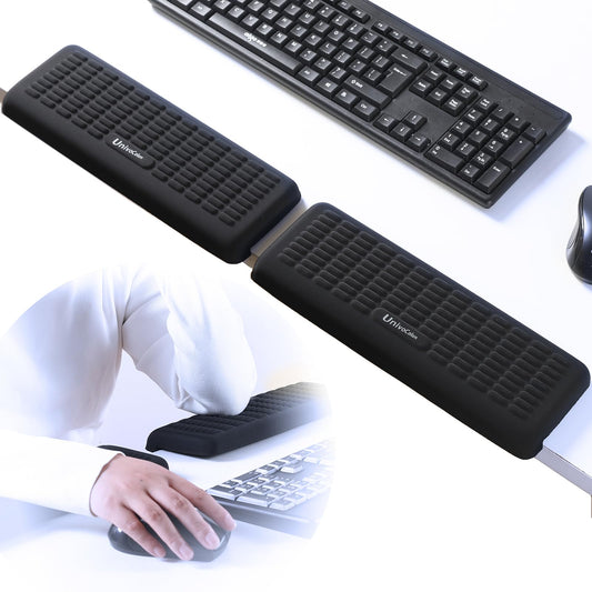 UnivoColors PostureUp L-Shaped Desk Wrist Rest Elbow, Non-Slip, Separate Design, Memory Foam Desk Edge Support, Ergonomic Design for Long-Hour Work (11.8 * 3.9 inch 2-Piece Set of Black)