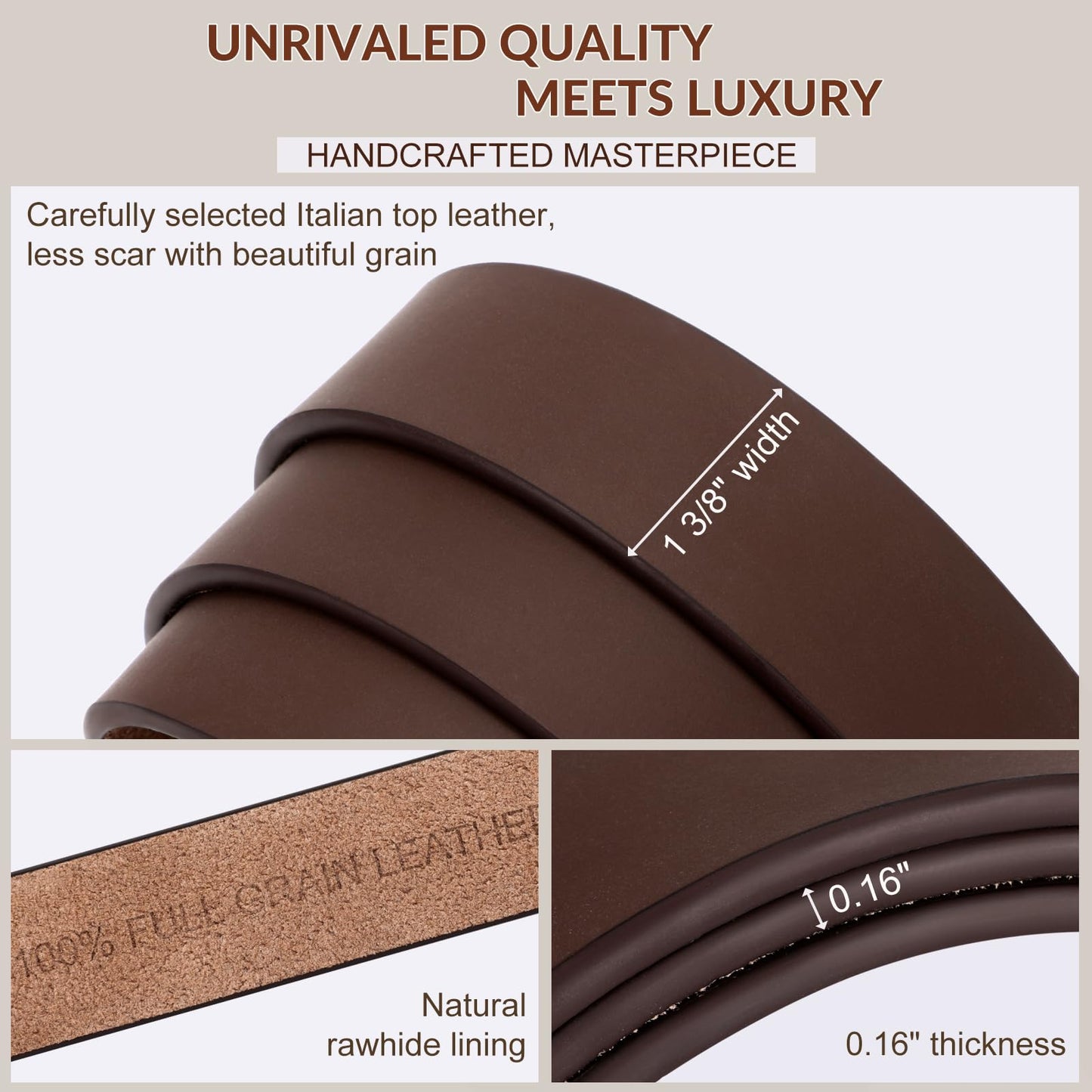 OZNDAS Mens Leather Belt, Ratchet Belts for Men Full Grain Leather Handmade, 100% Italian Top genuine Leather Dress Belts