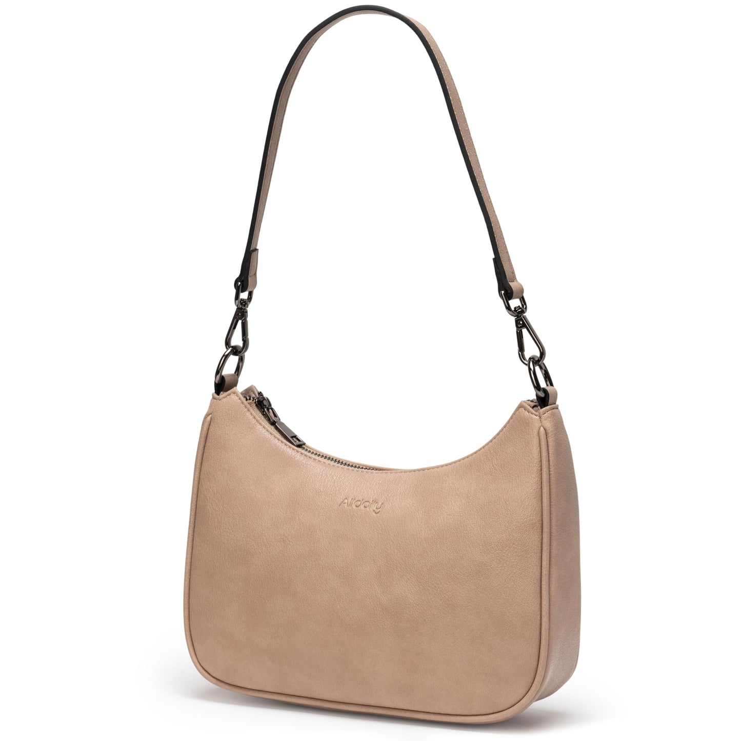 Alldaily Shoulder Bag for Women Hobo Purse Textured Vegan Leather Crossbody Handbag with Removable Adjustable Strap (Oatmeal Beige)