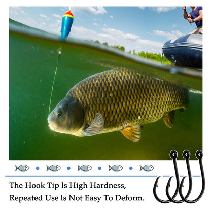 10PCS High-Carbon Steel Circle Hooks Barbed Fishing Hooks with Holes, Freshwater and Saltwater Fishing Hooks for Tuna, Catfish, Bass (#4)