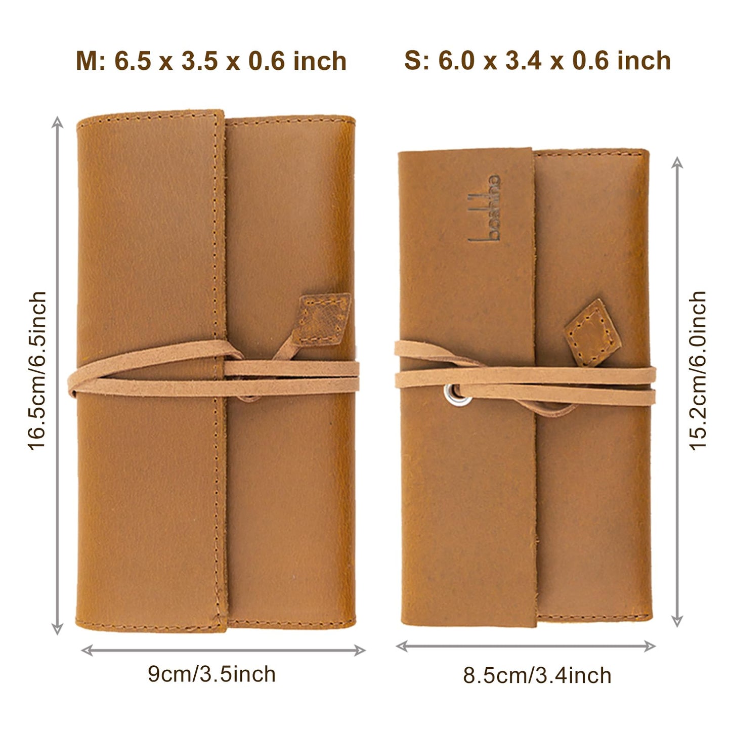 Boshiho Genuine Leather Roll Up Tobacco Pouch with Rolling Tip Paper Holder Slot (Brown (M))