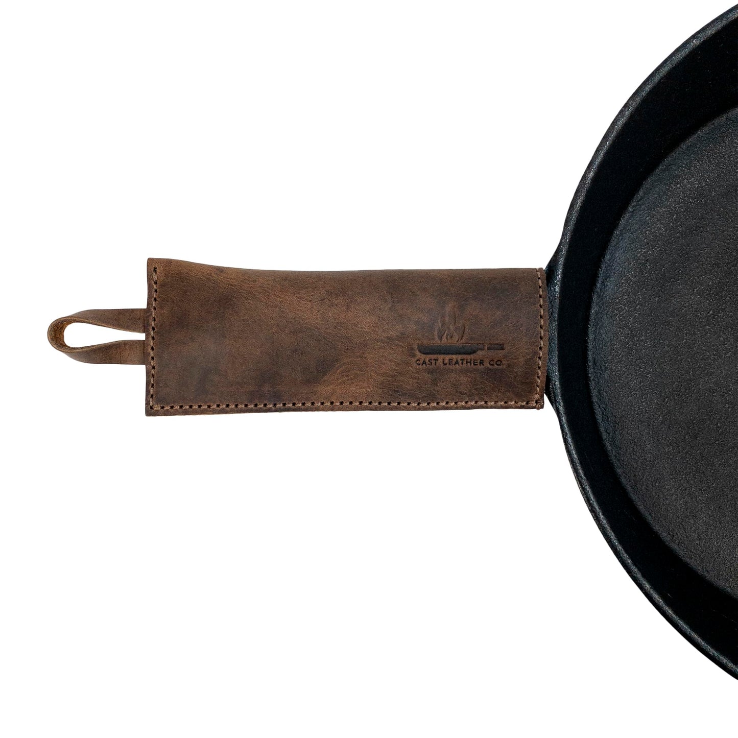 Cast Leather Co., Set of 2 Rectangular Pan Handle Covers, Sleeve for Metal Skillet Grip, Kitchen Accessories, Full Grain Leather, Handmade, Bourbon Brown