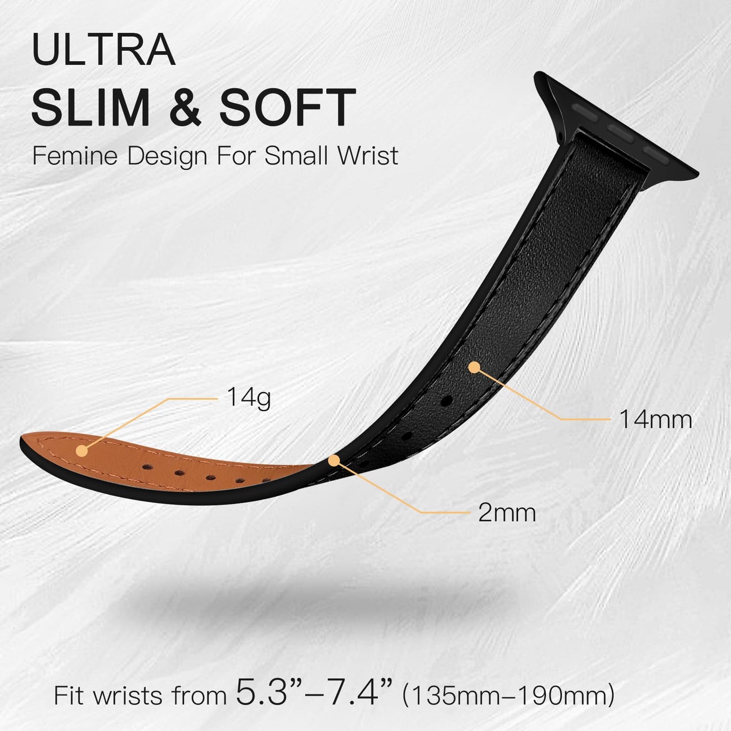 JR.DM Slim Leather Bands Compatible with Apple Watch Band 38mm 40mm 41mm 42mm 44mm 45mm 46mm 49mm, Genuine Leather Thin Band Feminine Design Strap for Iwatch Ultra SE Series 11 10 9 8 7 6 5 4 3 2 1