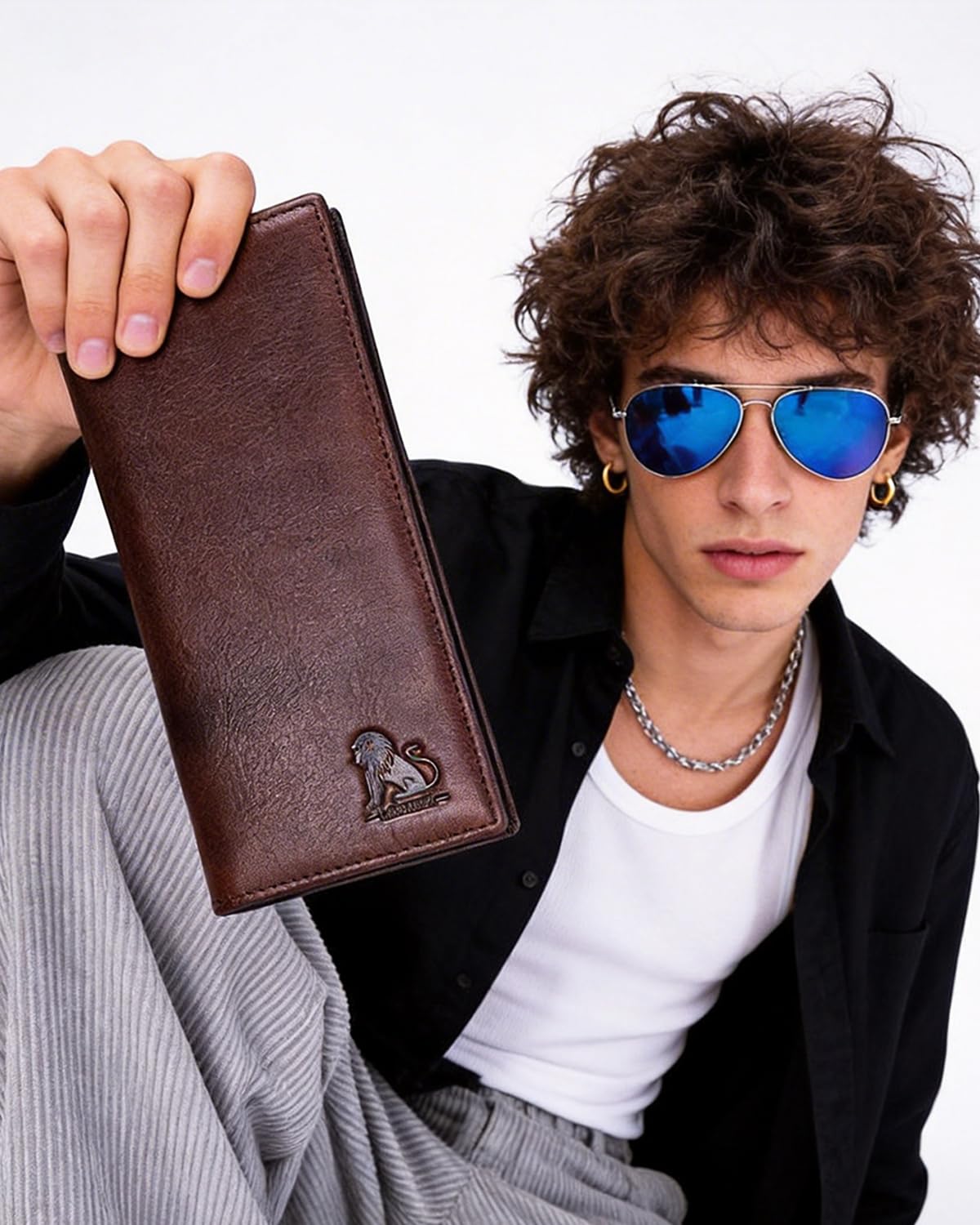 STEELLION Unisex Vintage Leather Long Bifold Wallet - RFID Blocking Billfold with ID Window & Multi-Card Slots - Genuine Cowhide Cash & Receipt Organizer for Travel (91644-Coffee)