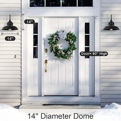 Gooseneck Barn Light with 14in Dome, 4 Pack Large Exterior Farmhouse Light with Wall Mount, Black Outdoor Wall Sconce for Porch Garage Door