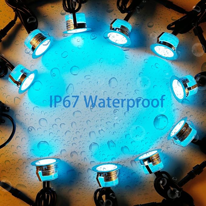 FVTLED Low Voltage Recessed RGBW Deck Light, 6pcs Φ1.22 RGB & Warm White Stainless Steel Waterproof Outdoor Step Lighting In-ground Landscape Pathway Patio Stair Decor Lamp, Black