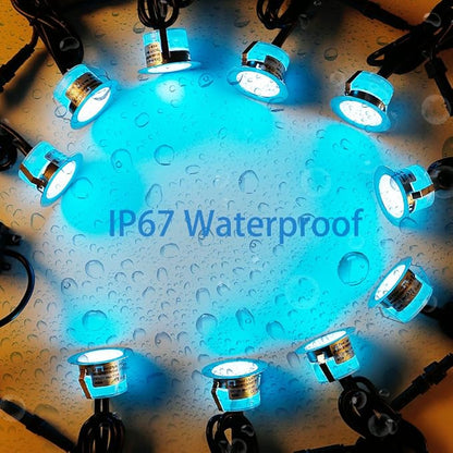 FVTLED Low Voltage Recessed RGBW Deck Light, 6pcs Φ1.22 RGB & Warm White Stainless Steel Waterproof Outdoor Step Lighting In-ground Landscape Pathway Patio Stair Decor Lamp, Black