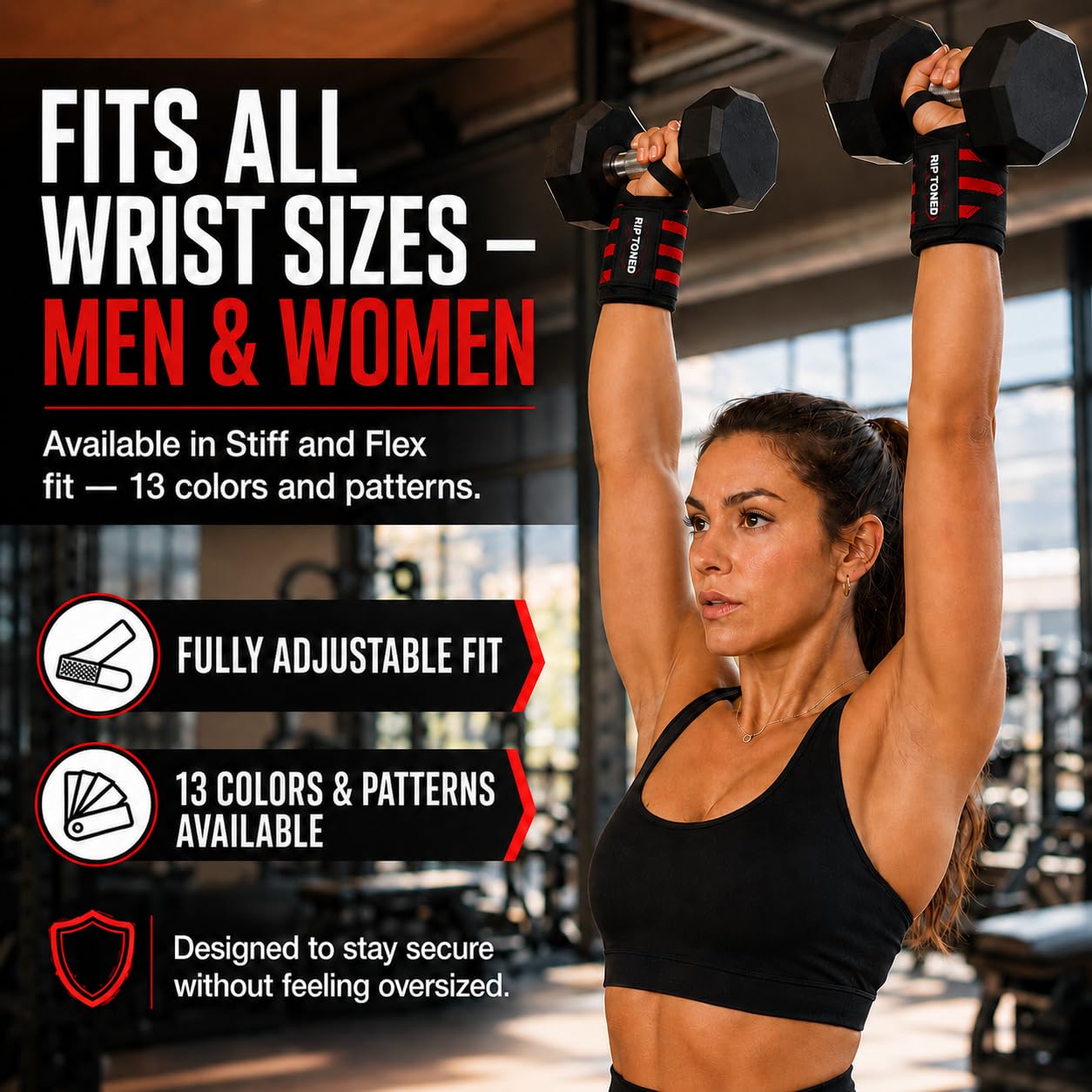 Rip Toned 18" Wrist Wraps for Weightlifting - Small Floral Flex, USPA