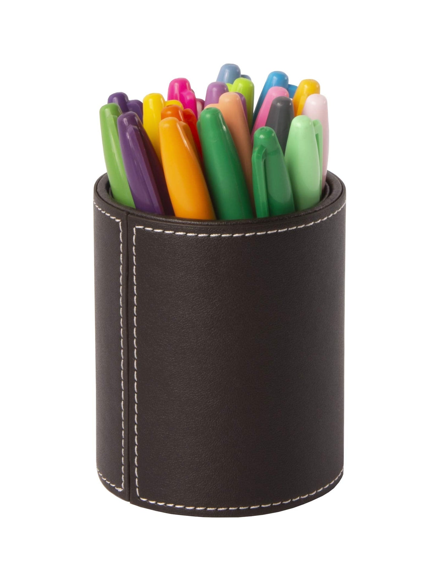 Osco BPUPP1 Faux Leather Pen Pot - Brown