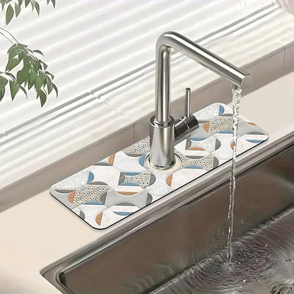 Ceramic Wall Tiles Sink Splash Guard Faucet Mat Moroccan Graphics Super