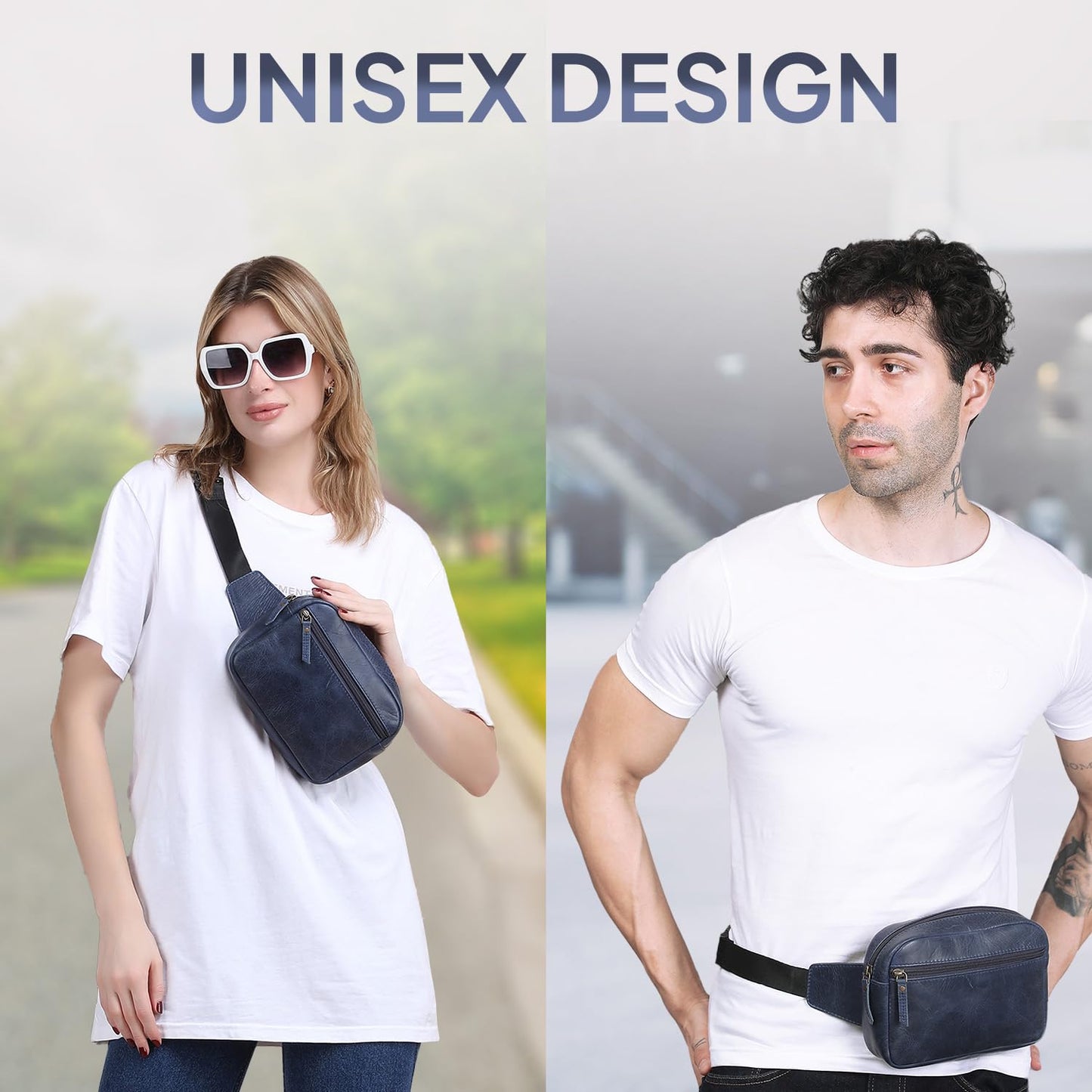 Leather Fanny Pack Crossbody Bum Bag Trendy Multi-Pocket Waist Bag For Men & Women | Hands-Free Sling With Adjustable Strap | Perfect For Travel, Outdoor & Daily Use