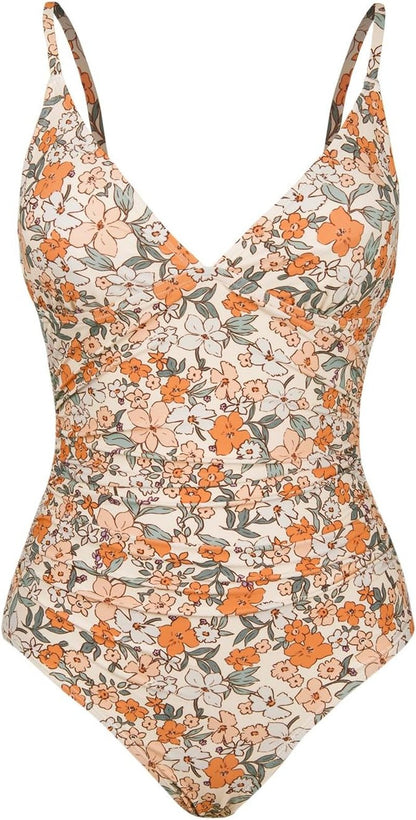 CUPSHE Women's One-Piece Swimsuit - Tummy Control V-Neck Bathing Suit in Stylish Design