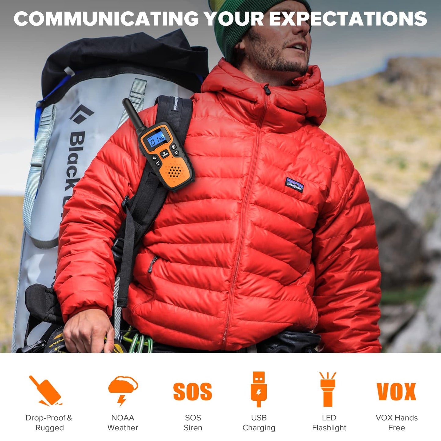 Wishouse Walkie Talkies for Adults Long Range-Rechargeable 4 Pack 2 Way Radios, Hiking Accessories Camping Gear Xmas Birthday Gift for Kids Family with Lamp,SOS Siren,NOAA Weather Alert,Easy to Use