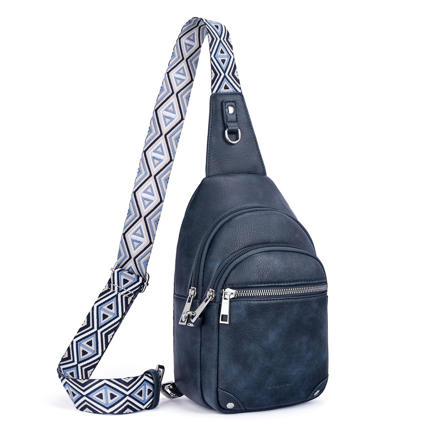 Lexiyat Anti Theft Crossbody Bags for Women Travel Chest Sling Bag Leather RFID Purse Fanny Pack Blue