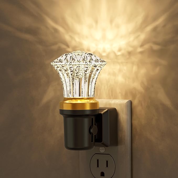 JandCase Night Lights Plug into Wall, Dimmable Night Light Pulg in, Diamond Automatic Night Lights with Auto Light Sensor, Adjustable Brightness 3000K LED Night Light, for Bedroom Hallway