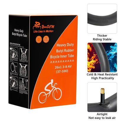 26x1 3/8 (37-590) Heavy Duty Bike Tubes AV32MM Schrader Valve Bicycle Tubes Premium Butyl Rubber Compatible with 26x1 3-8 26 x 1 3/8 Road,Gravel,City Bike Bicycle Tire Tubes 2-PCS