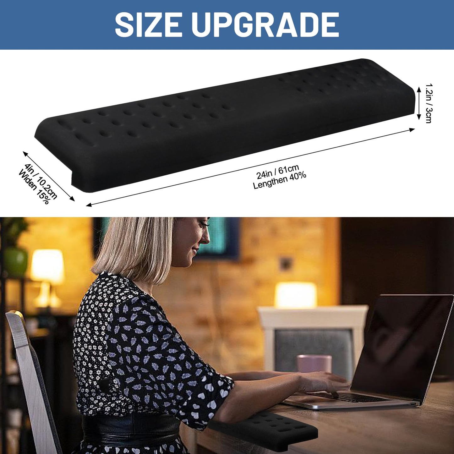 Full-Size Desk Edge Cushion, L-Shaped Desk Elbow Pad, Memory Foam Desk Arm Rest Pad for Forearms, Ergonomic Elbow Rest and Wrist Support for Desk (24 Inch)