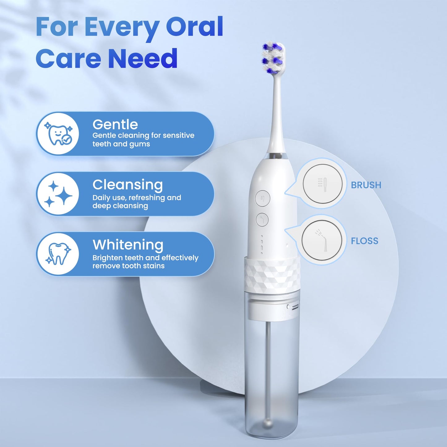Portable Water flosser with Electric Toothbrush, 2 in 1 Teeth Cleaning Kit, Electric Toothbrush and flosser Combo, Water Flosser for Travel and Home (Black)