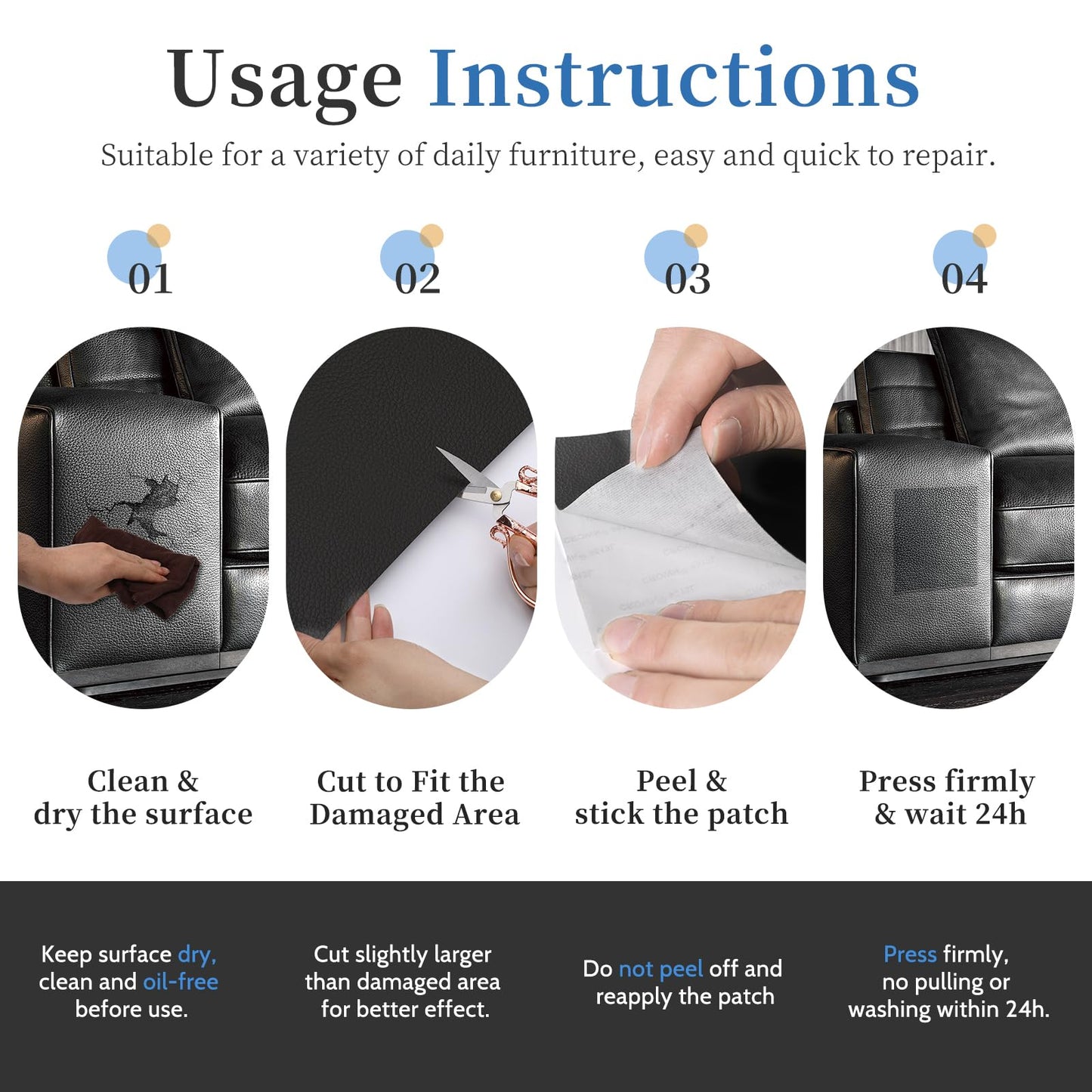 Fadoub Leather Repair Patch Tape Self-Adhesive, 8x11In Heavy Duty Vinyl Patch, Leather Repair Kit for Furniture, Sofa, Couch, Office Chair, Car Seat, Car Interior((Chestnut Brown)
