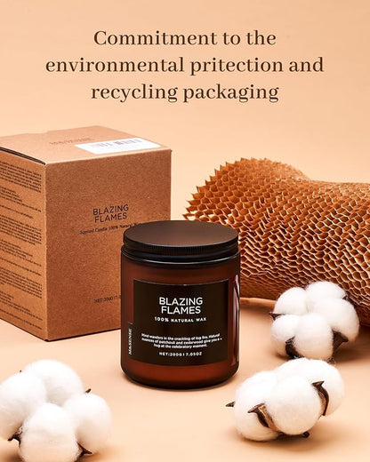 M&SENSE Blazing Flames Scent with Log Fire, Natural Soy Wax Slow Burning Candle for Home Decor, Cedarwood &Cade Scented 7.05oz 50 Hours Burn Cotton Wick Gifts for Celebration Holiday