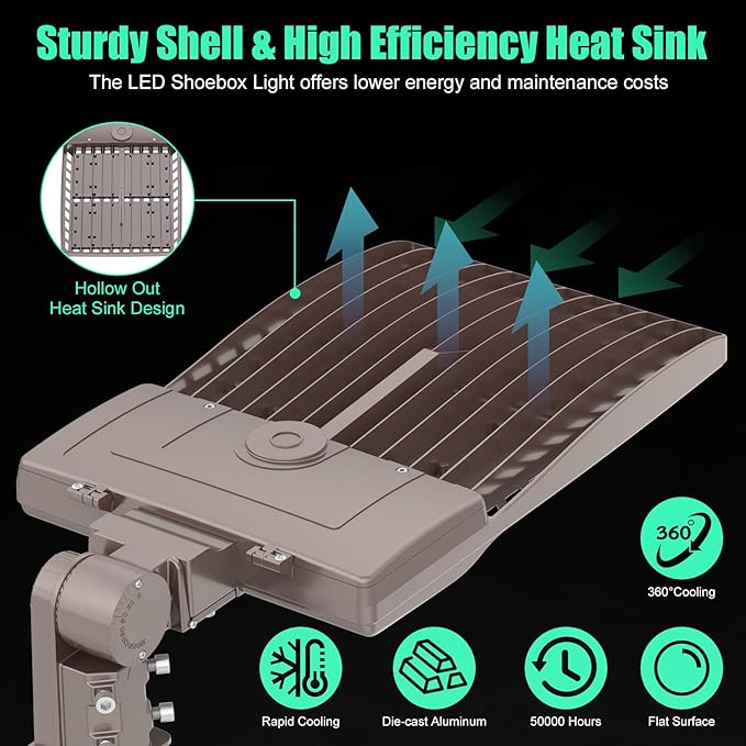 BBESTLED 320W Commercial Light Parking Lot Slip Fitter Mount, Stadium Lights Outdoor, UL DLC Listed 44800LM IP65 5000K LED 320W Backyard Tennis Court Area Street Pole Lighting, LED Parking Lights