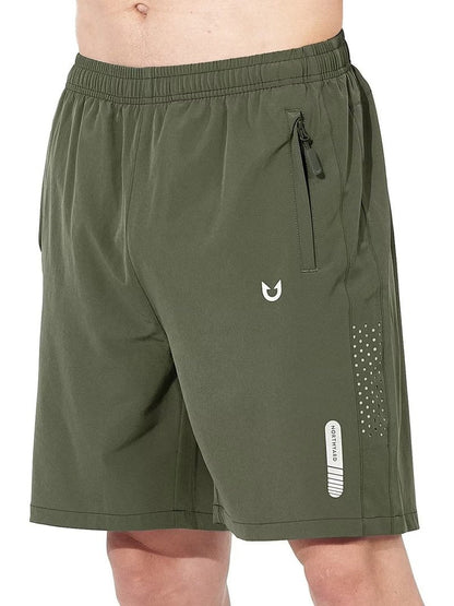 NORTHYARD Men's Athletic Running Shorts Gym Workout 7"/9"/5" Quick Dry Lightweight Sports Basketball Tennis 3 Zipper Pockets ArmyGreen 2XL