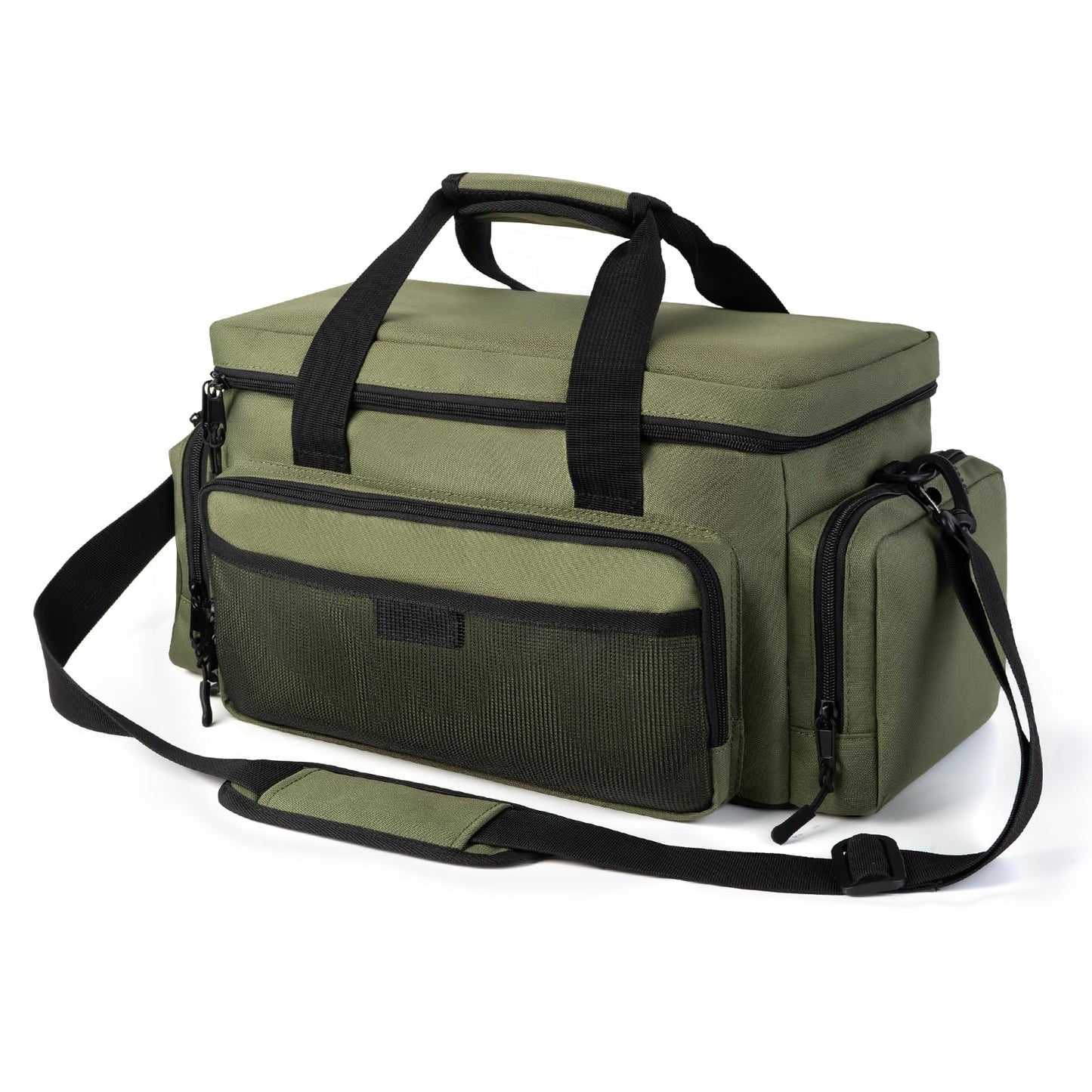 VJI Heavy Duty Tool Bag with Multi-Pockets, Portable Storage Bag with Large Zipper, Carrying Toolbag with Adjustable Shoulder Strap and Ergonomic Handle, Repairman, Carpenters, Handyman, Green