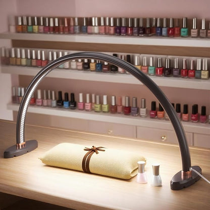 Half Moon Light for Nail Desk,LED Nail Desk Lamp, 3 Color Temperatures Adjustable,Half Moon Desk Lamp is The Perfect Choice for Personal Nail Craft Lighting (Medium Size,Black)