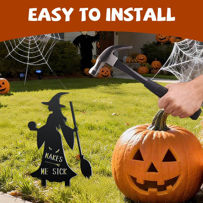 WADORN 3Pcs Halloween Witches Metal Decorative Garden Stakes, Metal Halloween Silhouette Yard Signs Hocus Pocus Garden Scary Ornament Sign for Garden Outdoor Backyard Patio Lawn Holiday Party Decor