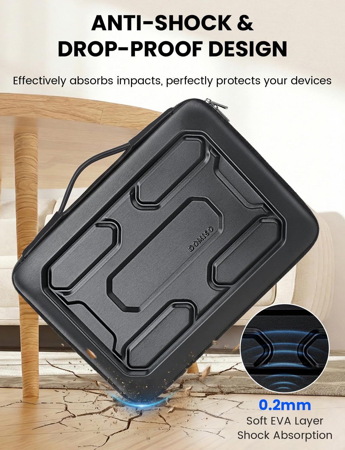 DOMISO Laptop Hard Case 17-17.3 inch Waterproof Shockproof Hard Shell Laptop Sleeve with Handle & Storage Pocket, Compatible with MacBook, HP, Dell, Black