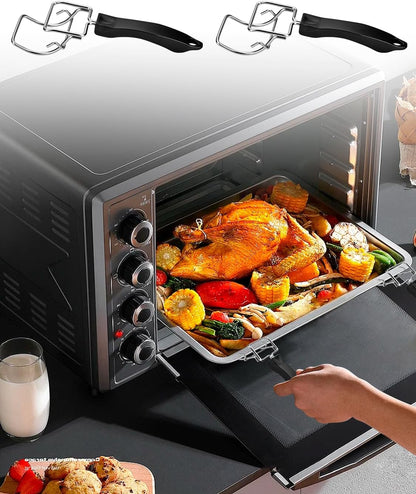 2 Pcs Air Fryer Convection Toaster Oven Tray Extractor,Oven Tray Handle, Oven Rack Pull Tool,Grills Clip, Oven Clip,Be suitable for Air Fryer, Toaster Oven,Used to Quickly Remove