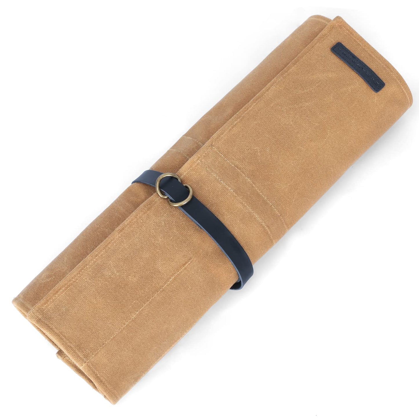 Manjushri Chef Knife Rolls with 9 slots- Canvas Knife Roll Bag with Genuine Leather Belt (Brown)