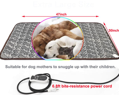 Pet Heating pad Outdoor Small Dog cat Heating pad Heated ped beds for Outside Dogs House Heater Electric Warming pad for Puppies with Timer,Chew Resistant Cord,Easy Clean,Waterproof