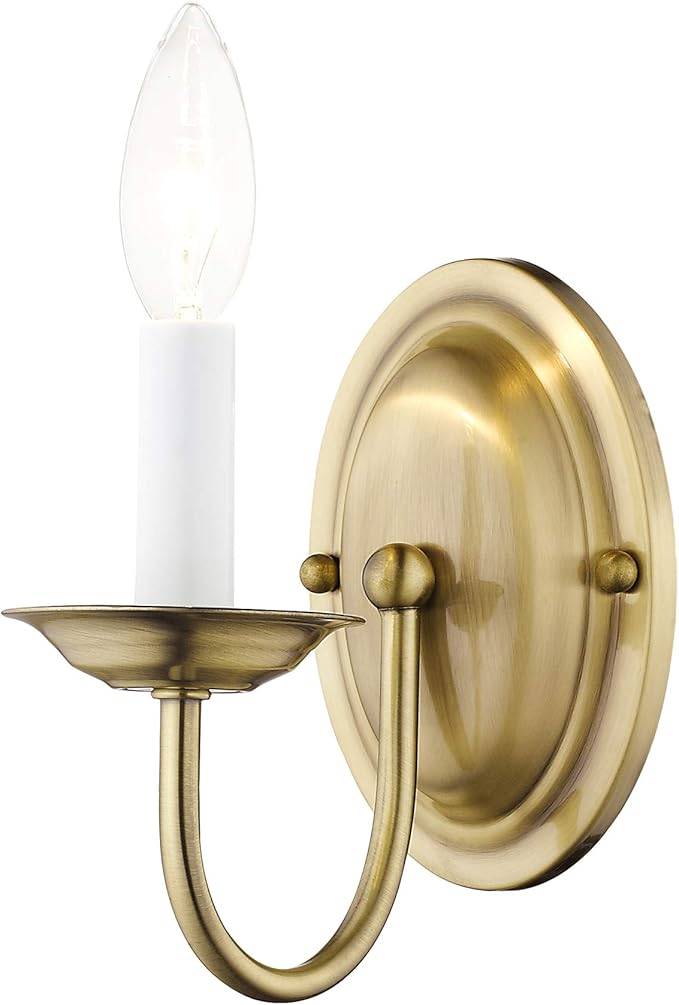 Livex Lighting 4151-01 Wall Sconce with No Shades, Antique Brass, 4.25"W x 7"H