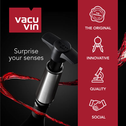 Vacu Vin Wine Stopper Set – 10 Pack Wine Bottle Stopper Cork Alternative – Vacuum Wine Stoppers for Wine Bottles – Reusable Rubber Bottle Stoppers for Wine Saver Pump – Gray