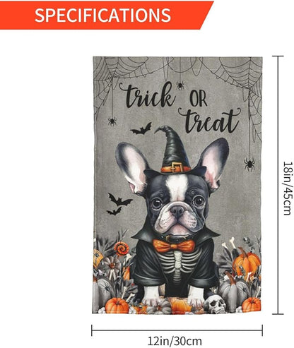 Halloween Boston Dog Bat Pumpkin Garden Flag Welcome Party Outdoor Outside Decorations Picks Home House Garden Yard Decor 12x18 Inch