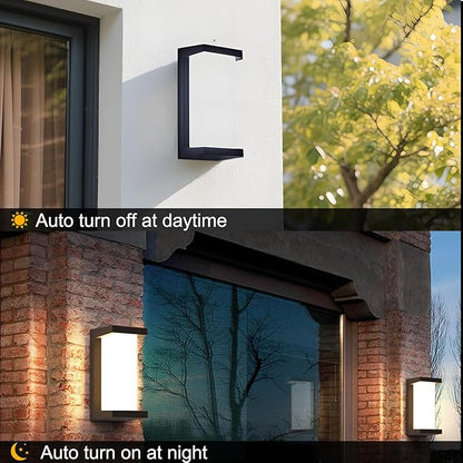 Sytmhoe Dusk to Dawn Exterior Wall Lights,Modern LED Outdoor Light Fixture,3000k Black Wall Sconce,Ouside Light for House Porch Patio Garage Walkway Backyard Garden