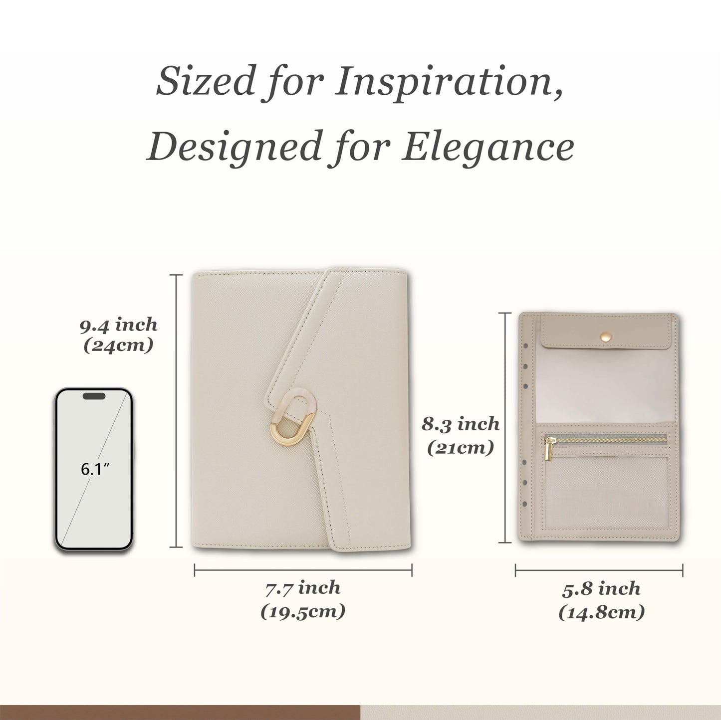 EGOSUNNY Lightning A5 PU Leather Planner 5.8" x 8.3", Refillable 6-Ring Binder with 80 Sheets, Dividers & Removable Zip Pouch – Stylish Organizer for Work & Everyday Use