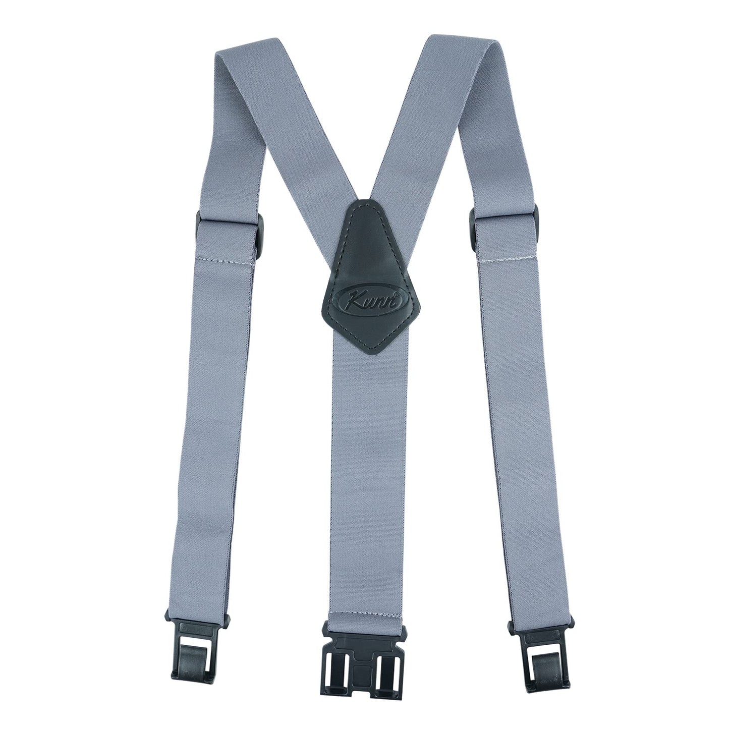 KUNN Men's 1.5 inch Adjustable Y Back Suspender,Elastic Hook End Suspenders,Grey