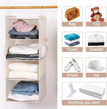 MAX Houser 4 Tier Shelf Hanging Closet Organizer, Closet Hanging Shelf