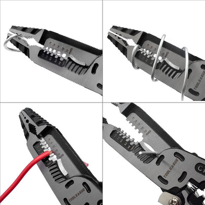 TOOLEAGUE 10-in-1 Wire Stripper with Tool Pouch, Cable Cutters, C-RV Multifunctional Needle Nose Pliers for Electric Cable Stripping Cutting and Crimping
