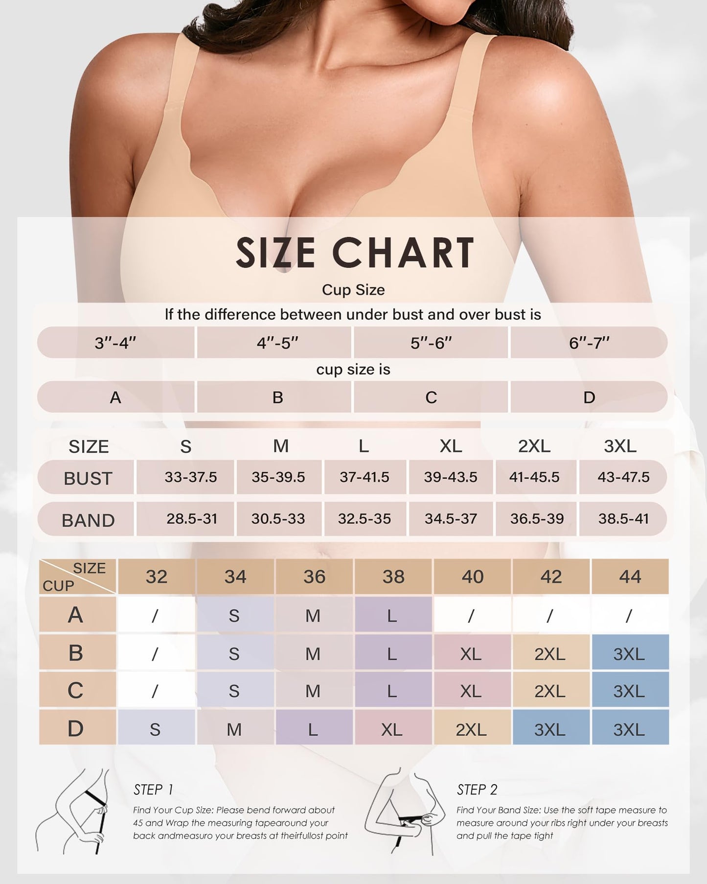 Wireless Seamless Jelly Bra for Women with Support - No Underwire Full Coverage Push Up Bras for Women
