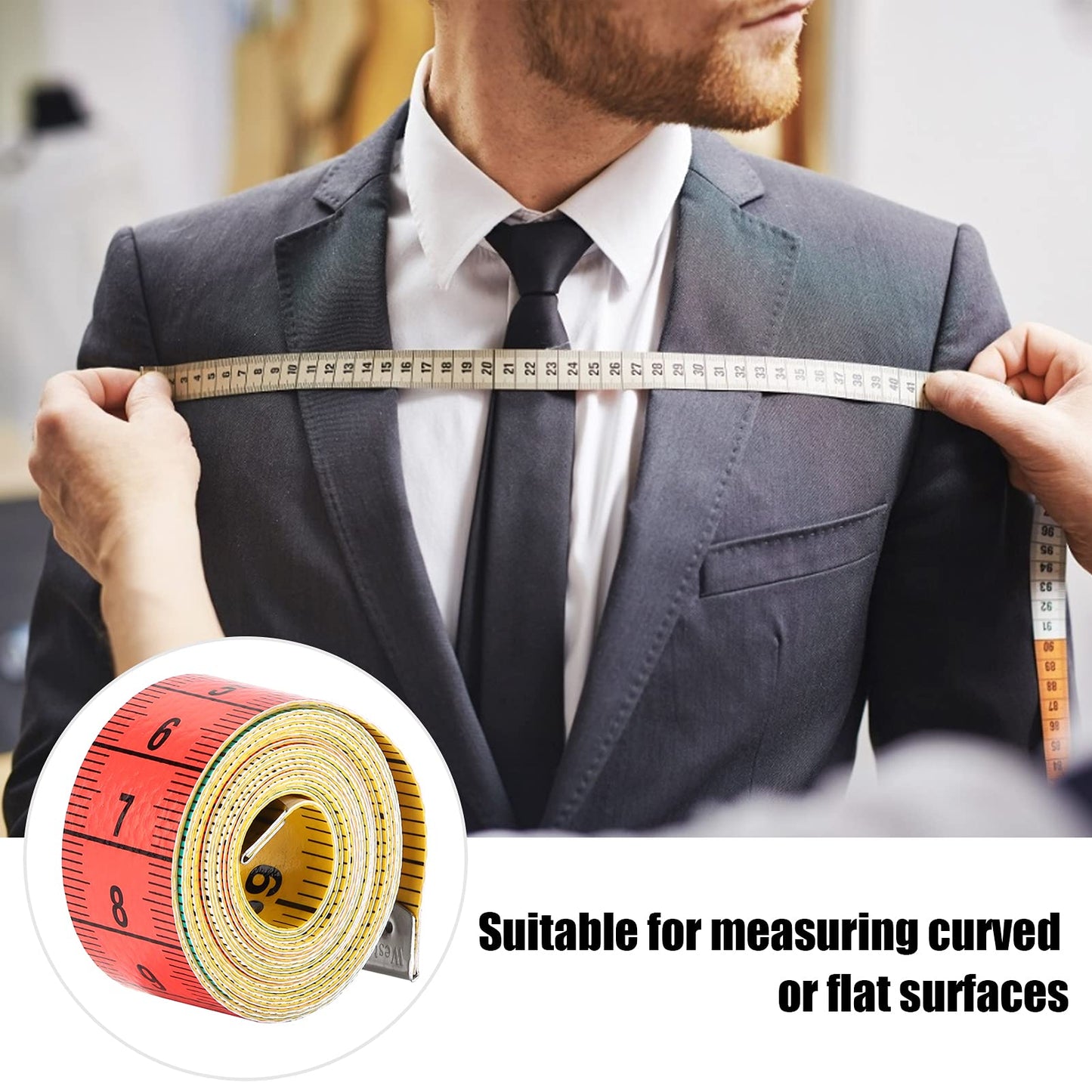 WQAPVHBG 2 Pack Soft Tape Measure, 60in Double Scale Cloth Tape Measure for Sewing, Plastic Flexible Measuring Tape with Snap Button and Clear Color Marking for Body Measurements