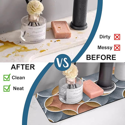 Geometric Printing Sink Faucet Absorbing Mat Ceramic Tile Texture Super