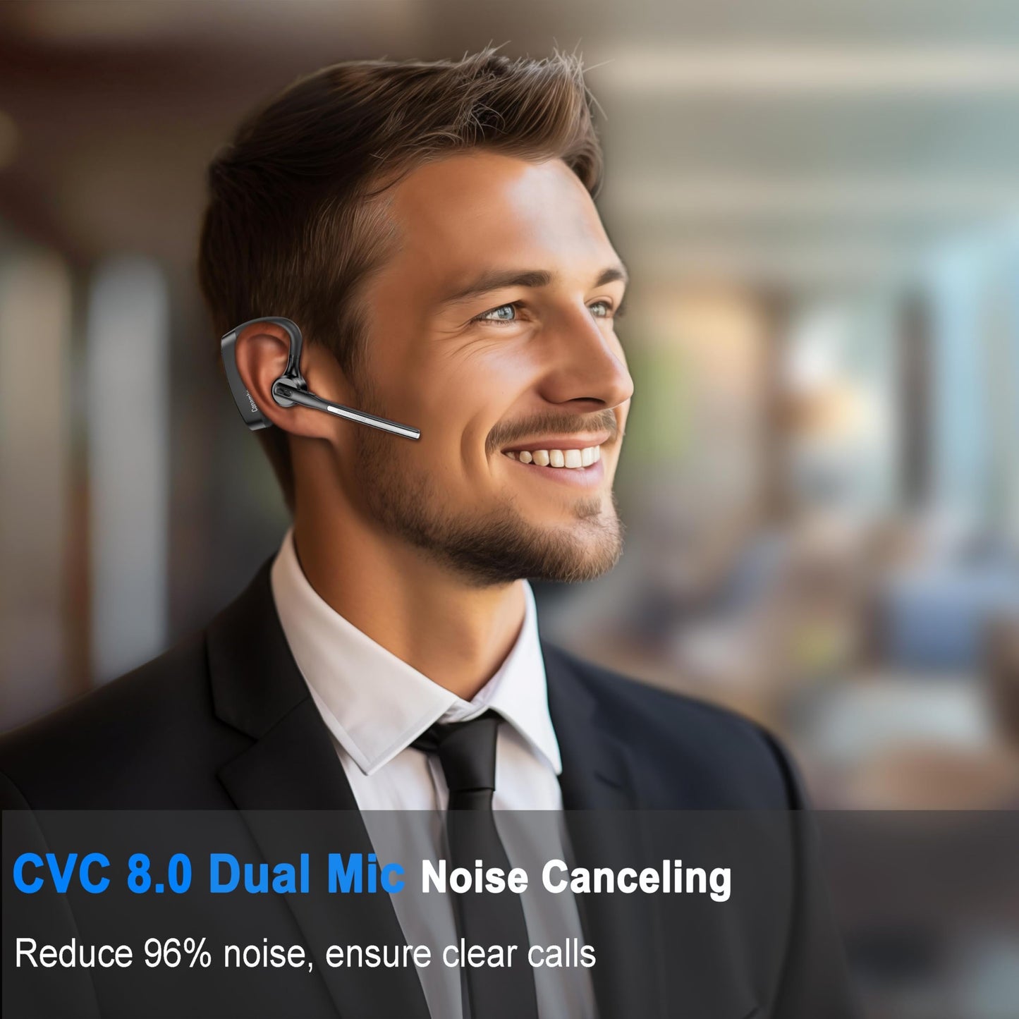 Conambo 2025 Upgraded K18 Bluetooth Headset V5.1 Wireless Headset with Dual Mic Noise Canceling& Mute, 16Hrs Talk time Single Ear Bluetooth Earpiece for iPhone Android Cell Phone Trucker Office Work