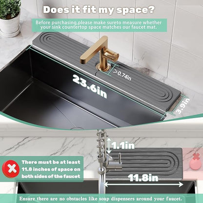 Stone Faucet Mat for Kitchen Sink, Diatomite Drying Stone Tray & Sink Protector