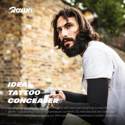 ROXUN 2 Pairs Arm Sleeves, Cooling UV Sun Protection Sports Compression for Men/Women Black+Navy