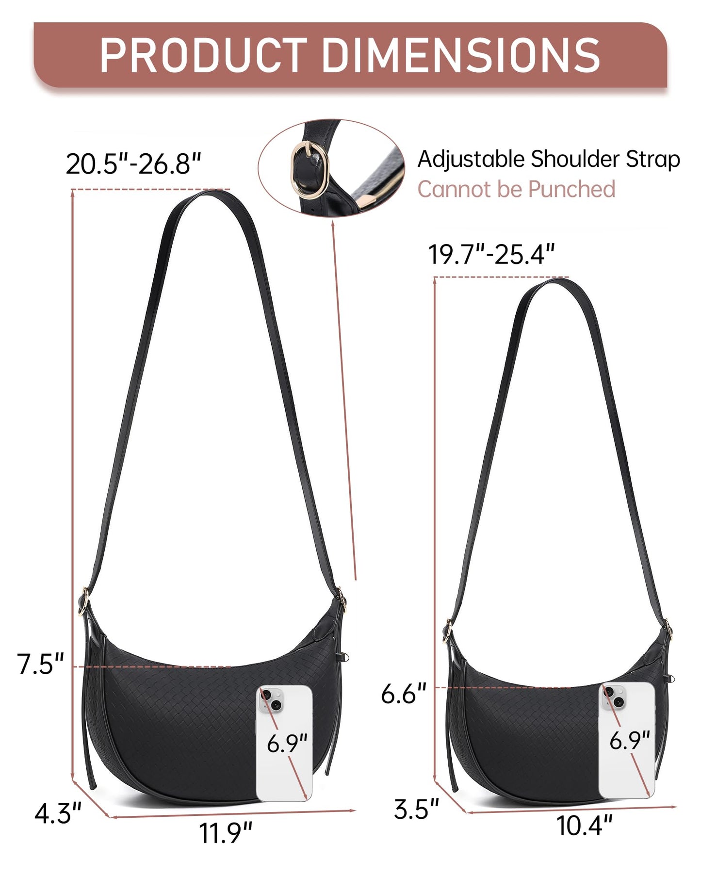 Purses for Women Woven Crescent Shoulder Bag 2PC Vegan Leather Hobo Crossbody Handbag with Small Matching Bag