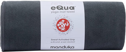 Manduka eQua Yoga Mat Towel, Absorbent, Quick Drying, Non-Slip for Yoga, Gym, Pilates, Outdoor Fitness 72.00" x 72.00", Thunder