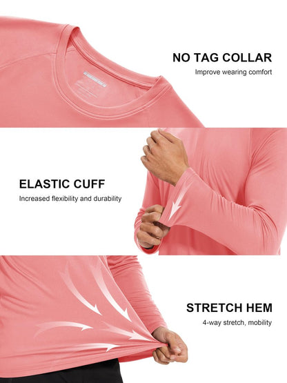 MAGCOMSEN Hiking Shirts for Men Long Sleeve Running Shirts Quick Dry Shirts Baselayer Swim Shirt Athletic T Shirts Watermelon Red